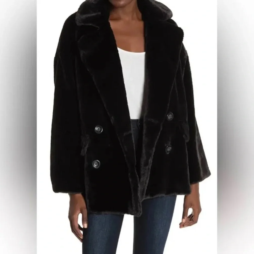 FREE PEOPLE KATE FAUX FUR DOUBLE BREASTED COAT - Picture 1 of 2